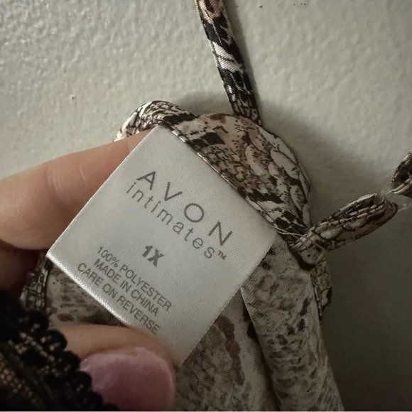 Vintage satin animal  print lace trimmed slip dress 1x - Picture 8 of 8